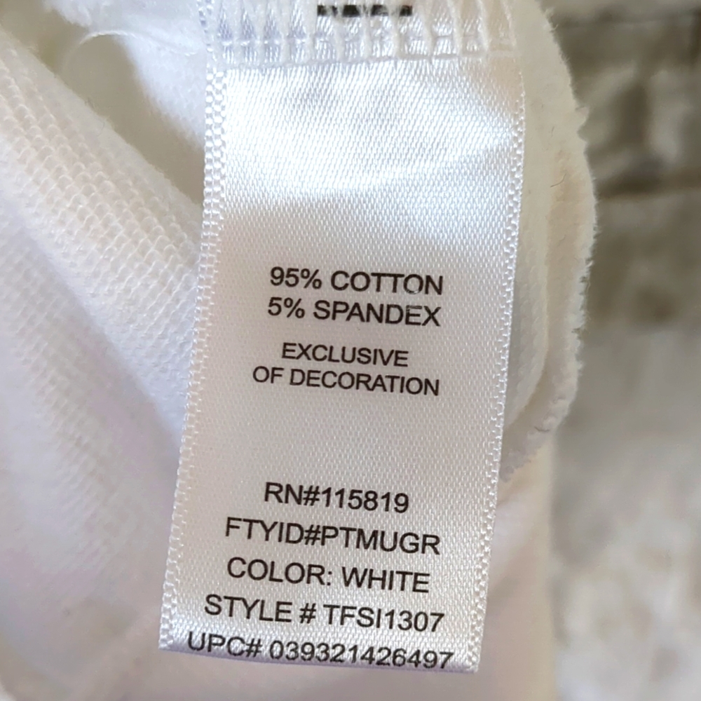 Tape Measure Y2K Short Sleeve White Hoodie Zip Up SM, Rhinestone Cocktail Accent - Picture 6 of 7
